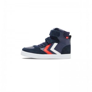 Basket Hummel Slimmer Stadil Leather High Jr Enfant Bleu Marine | 290795-929