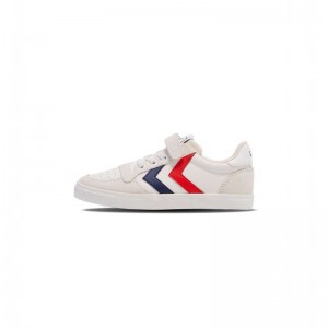 Basket Hummel Slimmer Stadil Leather Low Jr Enfant Blanche | 032608-292