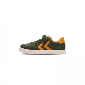 Basket Hummel Slimmer Stadil Low Jr Enfant Vert | 010011-092