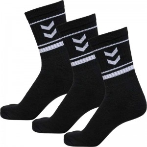 Chaussette Hummel Stripe Crew 3-pack Femme Noir | 831839-657