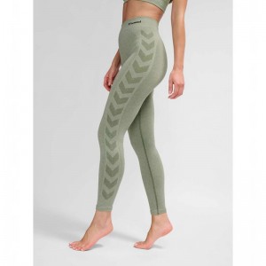 Collant Hummel Ci Seamless Mid Waist Femme Vert | 283845-087