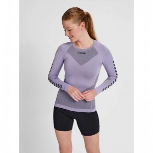 Couche De Base Hummel First Seamless L/S W Femme Lavande | 254534-682