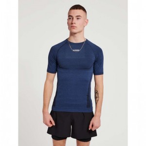Couche De Base Hummel Te Mike Seamless Homme Bleu Marine | 457956-437