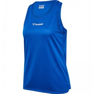 Debardeur Hummel Run Singlet S/L Femme Bleu | 405592-895