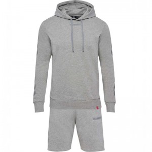 Ensembles Hummel Legacy Hoodie + Shorts Homme Grise | 452442-878