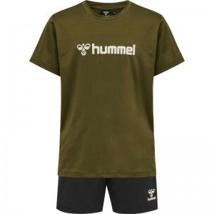 Ensembles Hummel Plag Shorts Enfant Vert Olive | 255260-092