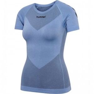 Maillot Hummel First Seamless S/S W Femme Bleu | 063725-482