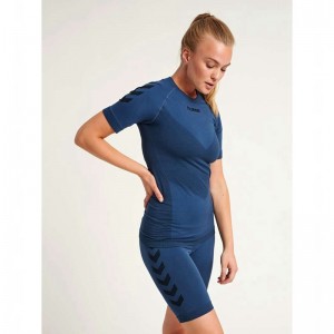 Maillot Hummel First Seamless S/S W Femme Bleu Marine | 562335-970