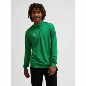 Short Hummel Authentic Half Zip Sweat Homme Vert | 762716-931