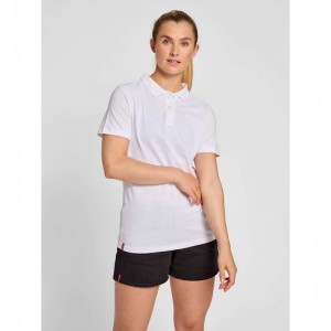 Short Hummel Red Classic Polo Femme Blanche | 023891-449