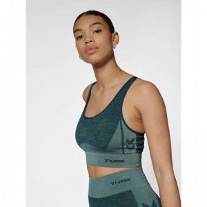 Soutien Gorge Sport Hummel Clea Seamless Top Femme Vert | 985021-067