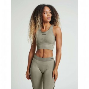 Soutien Gorge Sport Hummel First Seamless Femme Grise | 332823-062
