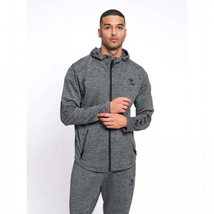 Sweat a Capuche Hummel Aston Zip Homme Grise | 197347-292