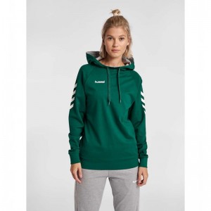Sweat a Capuche Hummel Go Cotton Femme Vert | 342721-358