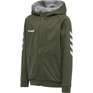 Sweat a Capuche Hummel Go Cotton Zip Enfant Vert | 644407-405