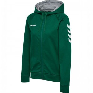 Sweat a Capuche Hummel Go Cotton Zip Femme Vert | 816908-583