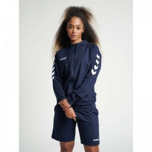 Sweat a Capuche Hummel Go Cotton Zip Femme Bleu Marine | 137902-376