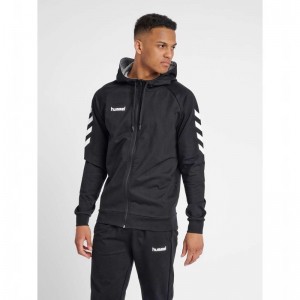 Sweat a Capuche Hummel Go Cotton Zip Homme Noir | 813803-772