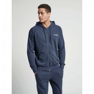 Sweat a Capuche Hummel Isam Zip Homme Bleu Marine | 441359-069