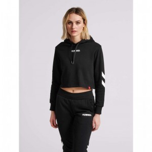 Sweat a Capuche Hummel Legacy Cropped Femme Noir | 962158-716