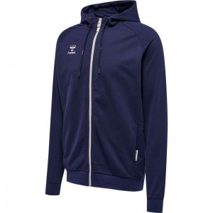 Sweat a Capuche Hummel Move Grid Cotton Zip Homme Bleu Marine | 480991-519