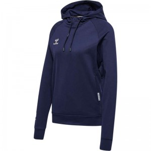 Sweat a Capuche Hummel Move Grid Cotton Femme Bleu Marine | 439440-836