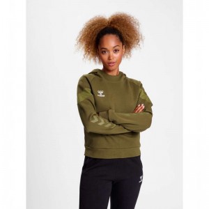 Sweat a Capuche Hummel Travel Sweat Femme Vert Olive | 870311-816