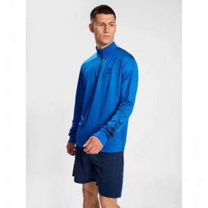 Sweats Hummel Active Pl Half Zip Homme Bleu | 010439-039