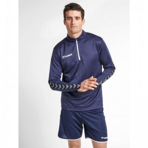 Sweats Hummel Authentic Half Zip Homme Bleu Marine | 532450-288