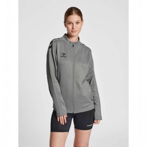Sweats Hummel Core Xk Poly Zip Sweat Femme Grise | 789395-338
