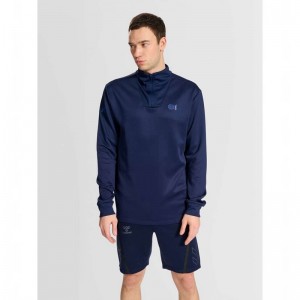 Sweats Hummel Court Half Zip L/S Homme Bleu Marine | 468047-514