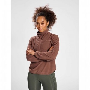 Sweats Hummel Mt Connect Loose Half Zip Femme Marron | 881729-967