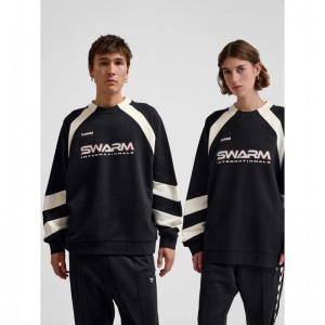 Sweats Hummel Oversized Crew Sportswear Swarm Homme Noir | 708273-924