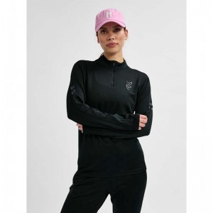 T Shirts Hummel Active Pl Half Zip Femme Noir | 266307-655