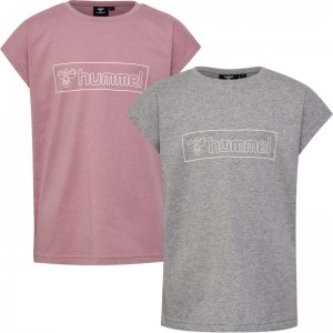 T Shirts Hummel Boxline S/S 2 Pk Enfant Grise | 291811-490