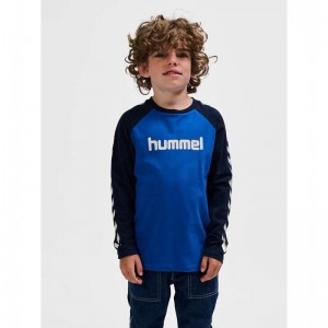T Shirts Hummel Boys L/S Enfant Bleu | 640163-818