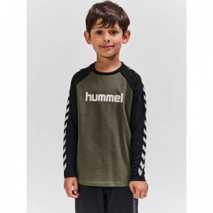 T Shirts Hummel Boys L/S Enfant Vert Olive | 253886-355