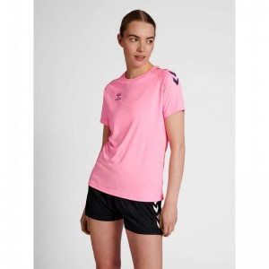 T Shirts Hummel Core Xk Core Poly S/S Femme Rose | 579805-373