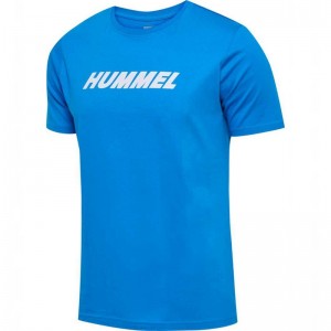 T Shirts Hummel Elemental Logo Cotton Homme Bleu | 598762-342