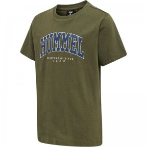 T Shirts Hummel Fast S/S Enfant Vert Olive | 350198-738
