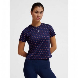 T Shirts Hummel Fast Workout W S/S Femme Bleu Marine | 479054-555