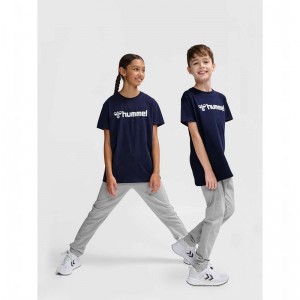 T Shirts Hummel Go 2.0 Logo S/S Enfant Bleu Marine | 898404-430