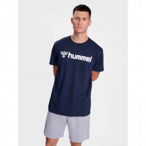T Shirts Hummel Go 2.0 Logo S/S Homme Bleu Marine | 232312-507