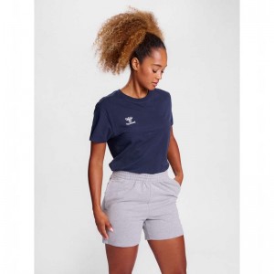 T Shirts Hummel Go 2.0 S/S Femme Bleu Marine | 753060-510