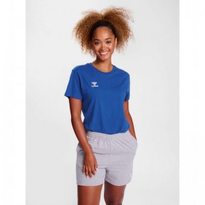 T Shirts Hummel Go 2.0 S/S Femme Bleu | 506880-209