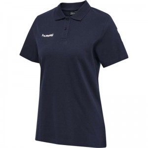 T Shirts Hummel Go Cotton Polo Femme Bleu Marine | 388877-212
