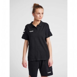 T Shirts Hummel Go Cotton Polo Femme Noir | 703226-416