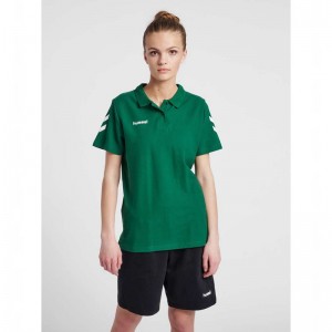 T Shirts Hummel Go Cotton Polo Femme Vert | 774447-600