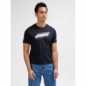 T Shirts Hummel Graphic Triple Logo Cotton Homme Noir | 135989-960