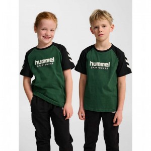 T Shirts Hummel Jr Logo S/S Enfant Vert | 201692-540